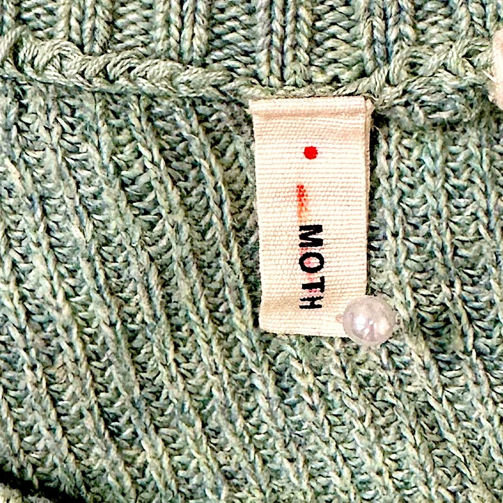 NEW Anthropologie Moth Soft Green Crew Neckline Sweater Pullover Dress Tunic S/M - Picture 13 of 16
